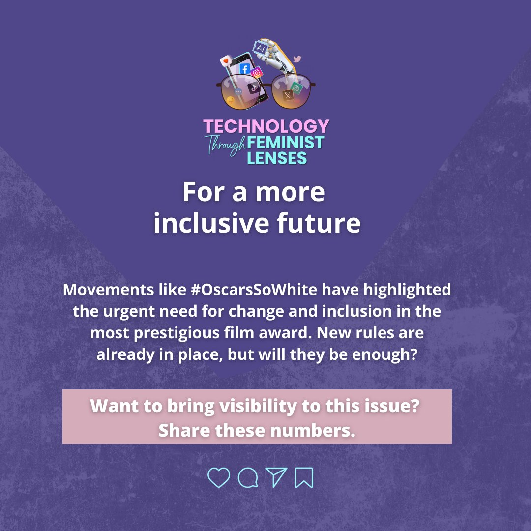 Inside the pompous bubble of the #Oscar awards, the lack of diversity resonates like an unheard cry. Today, we expose the lack of 'creative diversity' among the collaborators or creators behind the screen. Join us at this and other discussions: linktr.ee/technology_fem…