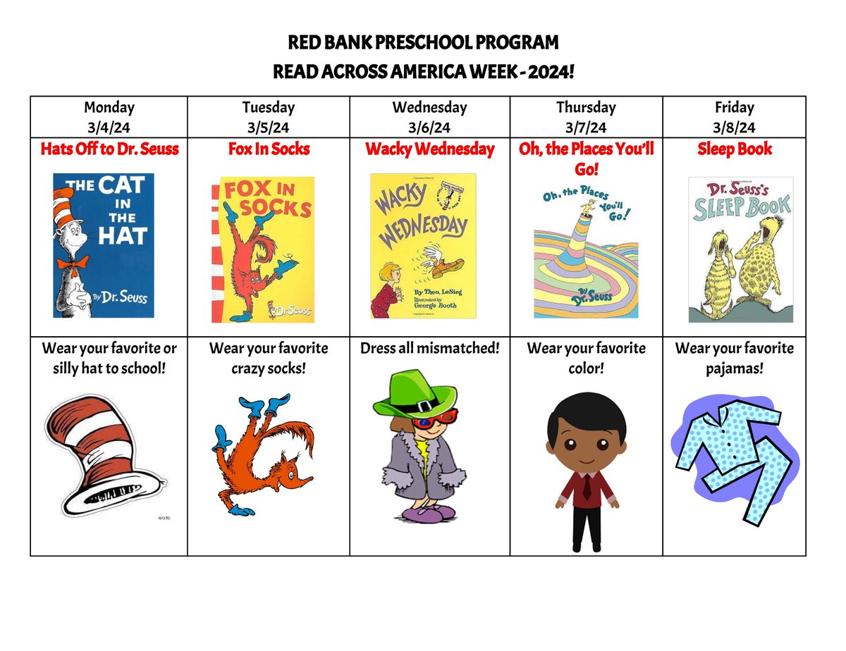 'Read Across America Week” starts TODAY! We can't wait for a fun week! “La Semana de Lectura' comienza HOY! ¡No podemos esperar a tener una semana divertida! #RBBisBIA #RBWell #Preschool #ReadAcrossAmeria