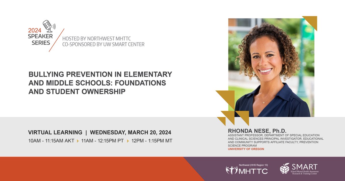 Don’t miss our next speaker series webinar Wed. March 20th featuring Dr. Rhonda Nese @Nese_Lab, a bullying prevention and intervention expert. Learn how to foster a safe and supportive learning environment for all students. Register now: bit.ly/2024SpeakerSer… #StopBullying