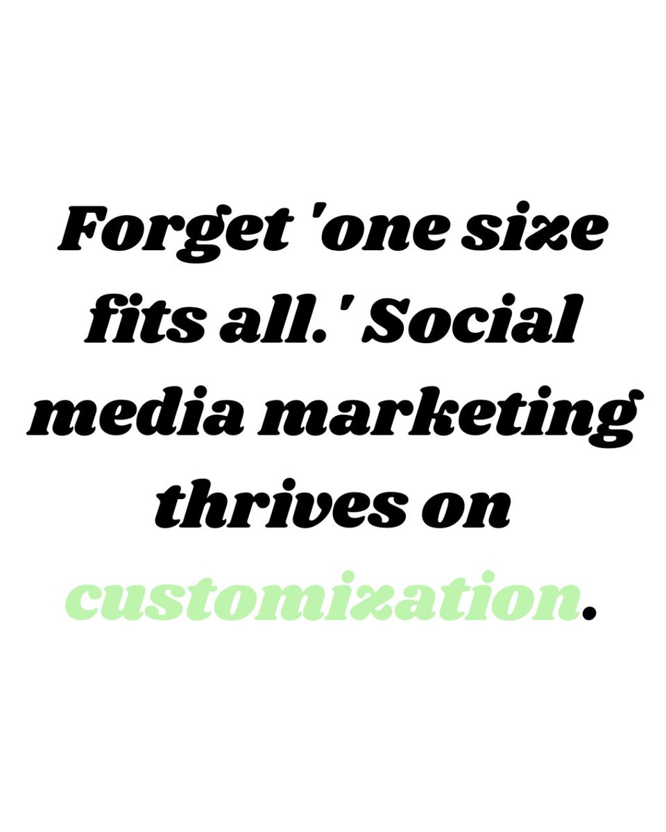 No 'one size fits all' in social media marketing. Your brand deserves a strategy as unique as its voice and goals. Customization is key! 🚀

#SocialMedia #UniqueStrategy