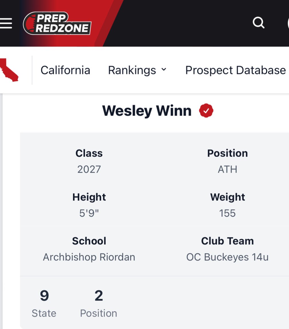 Blessed to be Ranked the #2 ATH in CA and #9 Overall. Thank You! @PrepRedzoneCA @PGregorian @AlPopsFootball @coachwes_23 @MacCorleone74 @BrandonHuffman @GregBiggins @ChadSimmons_ @adamgorney @Zack_Poff_MP @ErikRichardsUSA @DemetricDWarren @CoachAdhir @CoachBriscoeWR @jnashmusic