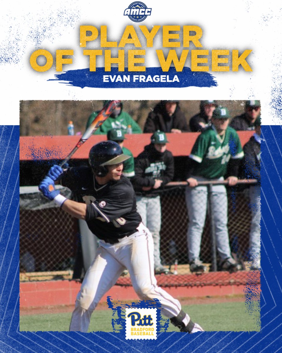 Congratulations to Sr. Catcher, Evan Fragela, on being named AMCC player of the week!