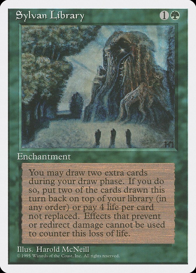 CompleteCMDR's tweet photo. Today's #30YearsOfMagic is 4th Edition & my card is Sylvan Library. Even though I had one OG Legends copy, 4E allowed me to complete my playset, eventually populating several of my #CMDR decks! I do much prefer more recent artwork, esp. Bryan Sola & Mark Poole. ALWAYS DRAW 3! https://t.co/NQd8CFhdMu