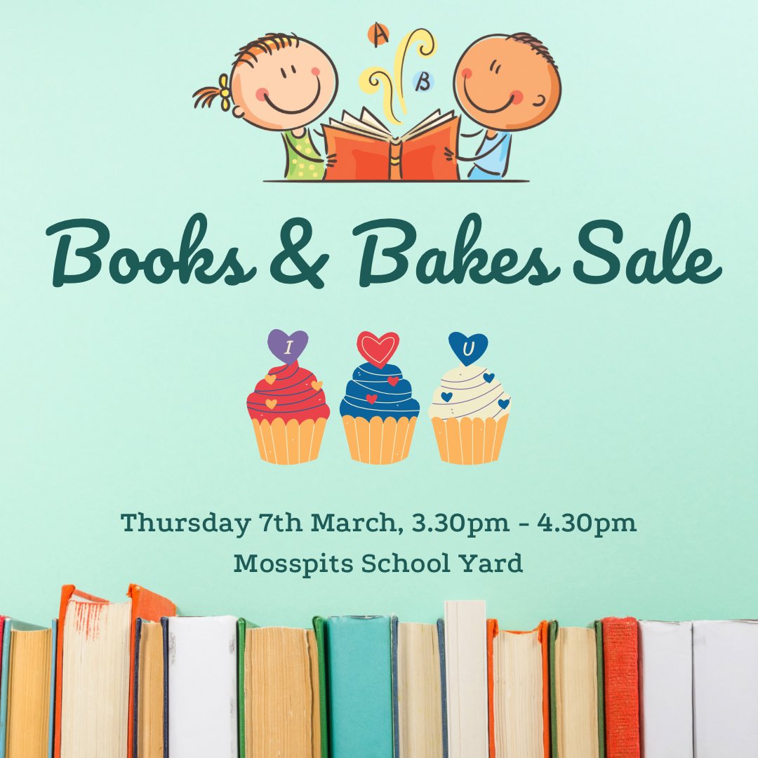 3 more days until our Books & Bakes Sale!!! 🍰📚. We have lots of books for everyone and some yummy cakes too 😋. Don’t forget to bring bags for your books and tubs for your cakes 🌎🙏🏼