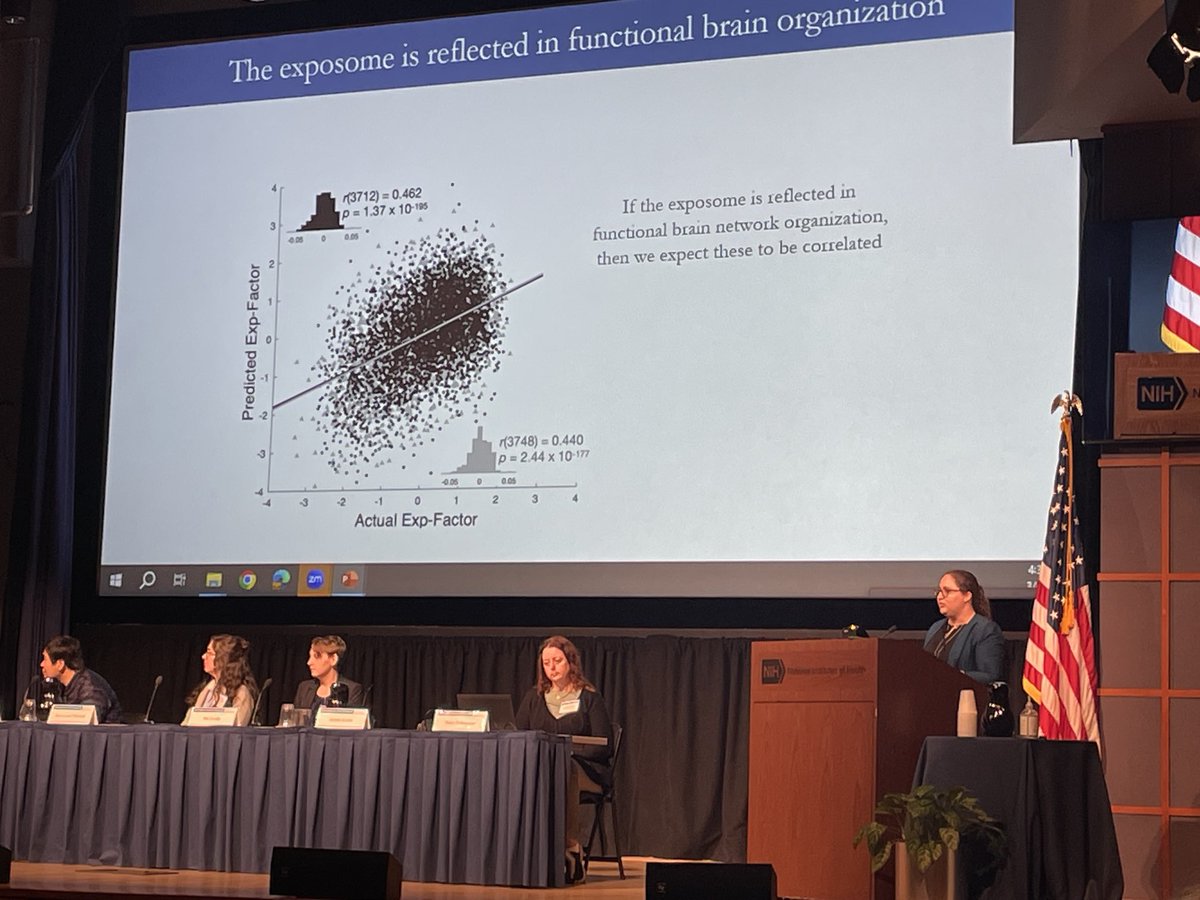 sattertt's tweet image. ⁦@ArielleKeller⁩ giving an awesome talk about her work linking the environment’s exposome to person specific brain networks in data from ABCD #AIIM
