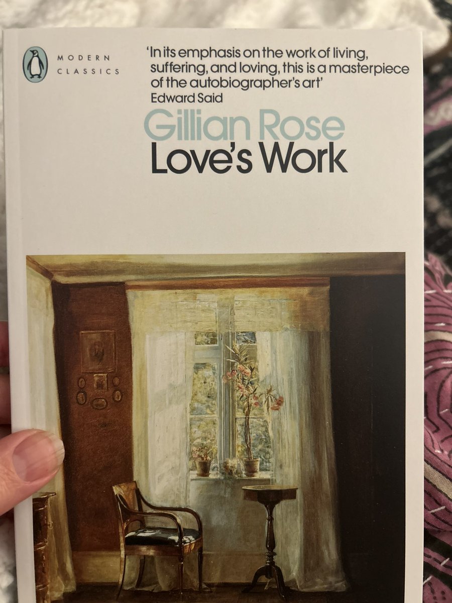 I rarely tweet now but here’s a reason to break my fast: @PenguinUKBooks sent me a lovely copy of the new Penguin Modern Classics edition of Gillian Rose’s Love’s Work. Just shy of 30 years since I first held a copy in the same Cambridge street. 14 March publication date.