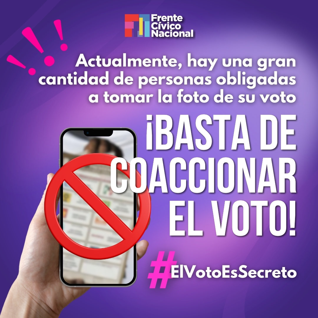 Exijamos TODOS #VotoLibreYSECRETO.

Morena se opone por qué quieren obligar a qué le tomes foto a la boleta y enviárselas a los líderes que compran y/o coaccionan el voto.

El ⁦@INEMexico⁩ debe tomar medidas para garantizar este principio constitucional.