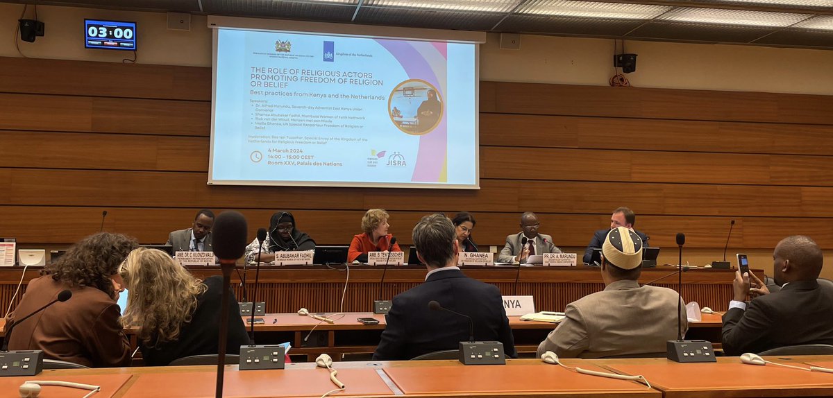 Interfaith dialogue creates mutual respect and understanding: positives examples from Kenya 🇰🇪 and the #KingdomNL 🇳🇱 by inspiring speakers! Thanks to @jisrake @NazilaGhanea @KenyaMissionUNG @Mensenmissie for a successful #HRC55 side event on #FoRB🙏