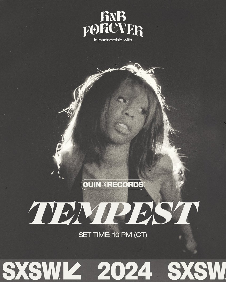 GuinRecords's tweet image. We are excited for SXSW 2024!  Get ready for an unforgettable night packed with the best of emerging RnB including Guin’s own @yeaimtempest and @ketuikediuba ! Mark your calendars for March 15th! See you there

Set Times: 
Ketu @ 8:45P 
Tempest @ 10P