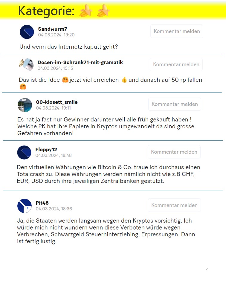 Magic_Inet_User's tweet photo. 🍌Anbei die Dokus des
@sunnydecree Bananen-Rankings🍌

Bewertet wurden die Kommentare zu folgendem Artikel:
https://t.co/4FsQzN8dZk

🧵Teil 1 von 2 
(bis 3,5 🍌) https://t.co/xcIWVmFYyq