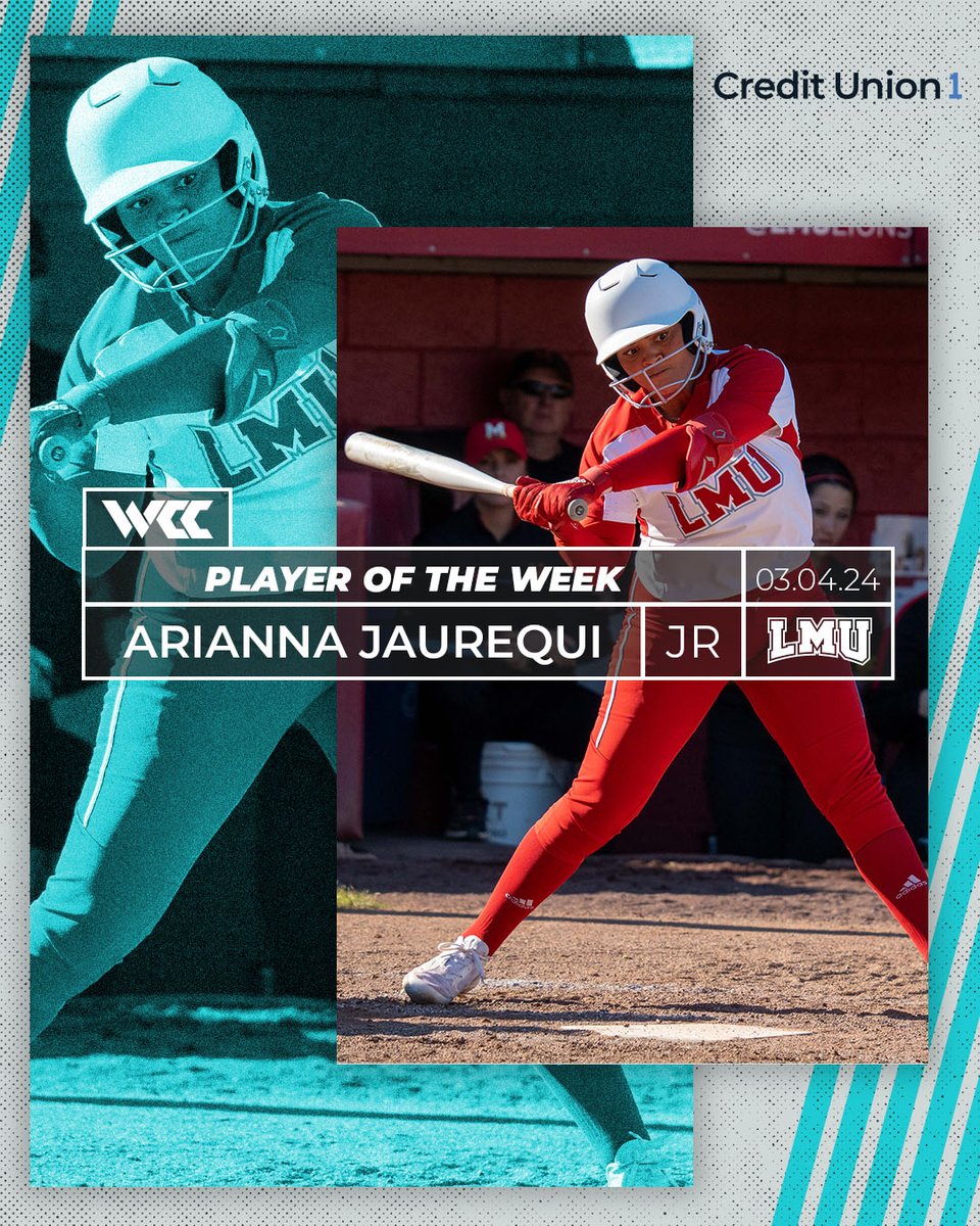 West Coast Conference (@wccsports) on Twitter photo The <a href="/MyCreditUnion1/">Credit Union 1</a> #WCCsports ππ¨πππππ₯π₯ ππππ€π₯π² ππ°ππ«ππ¬ βΌοΈ
βοΈArianna Jaurequi, <a href="/lmulionsSB/">LMU Softball</a>
β‘οΈJenna Perez, <a href="/lmulionsSB/">LMU Softball</a>
ποΈ bit.ly/48EvyBG The <a href="/MyCreditUnion1/">Credit Union 1</a> #WCCsports ππ¨πππππ₯π₯ ππππ€π₯π² ππ°ππ«ππ¬ βΌοΈ
βοΈArianna Jaurequi, <a href="/lmulionsSB/">LMU Softball</a>
β‘οΈJenna Perez, <a href="/lmulionsSB/">LMU Softball</a>
ποΈ bit.ly/48EvyBG