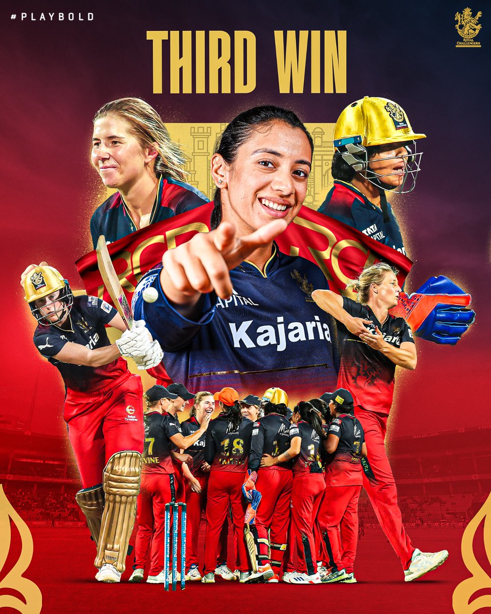 3 wins in the bag, 3 more games to go. Delhi, here we come! ✈️

#PlayBold #SheIsBold #ನಮ್ಮRCB #WPL2024 #UPWvRCB