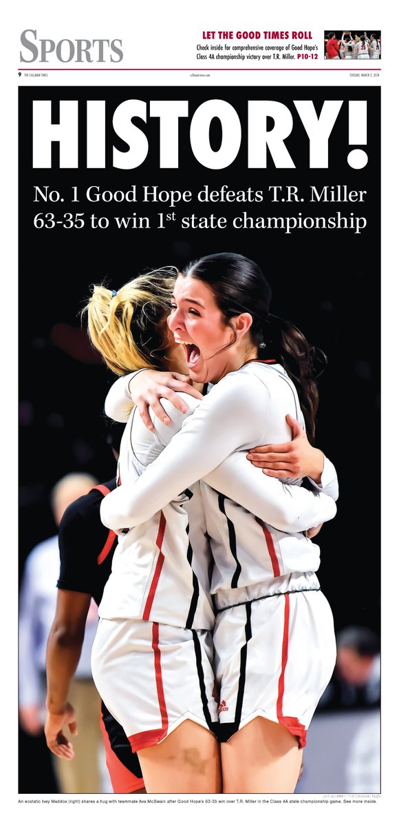 Good Hope won a state championship. That's detailed in tomorrow's sports section. Check it out, Raider fans.