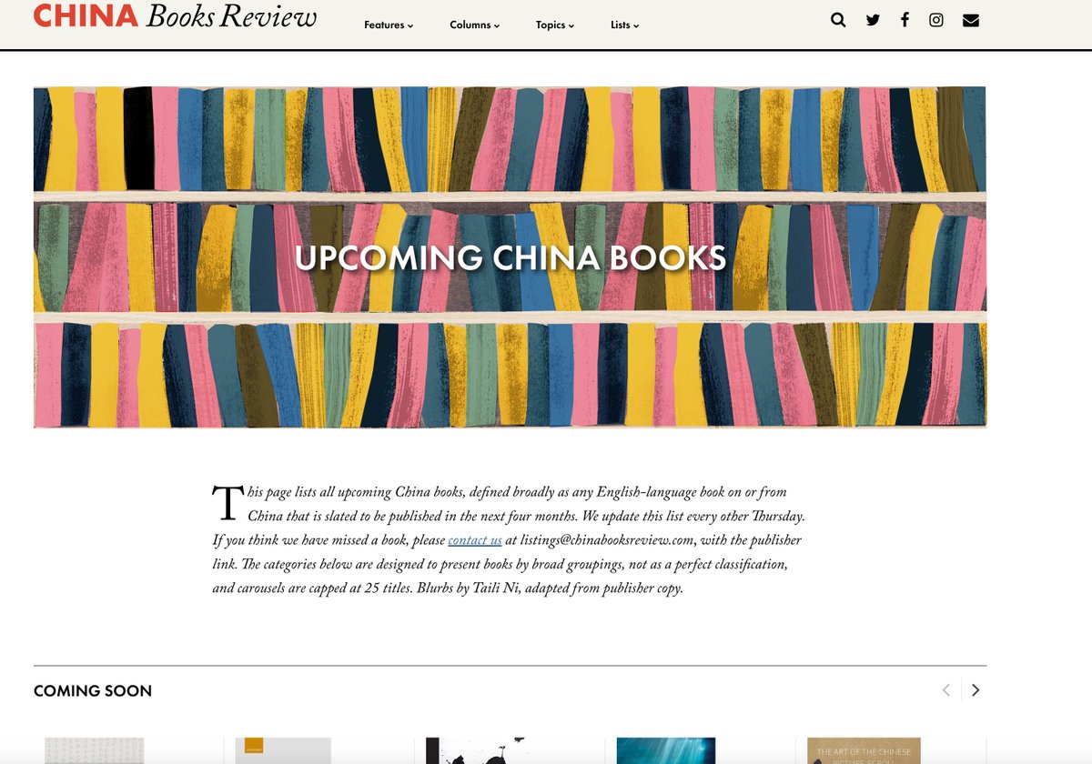 I love what @alecash is doing with the China Books Review, including lists of upcoming books here: chinabooksreview.com/upcoming-china…