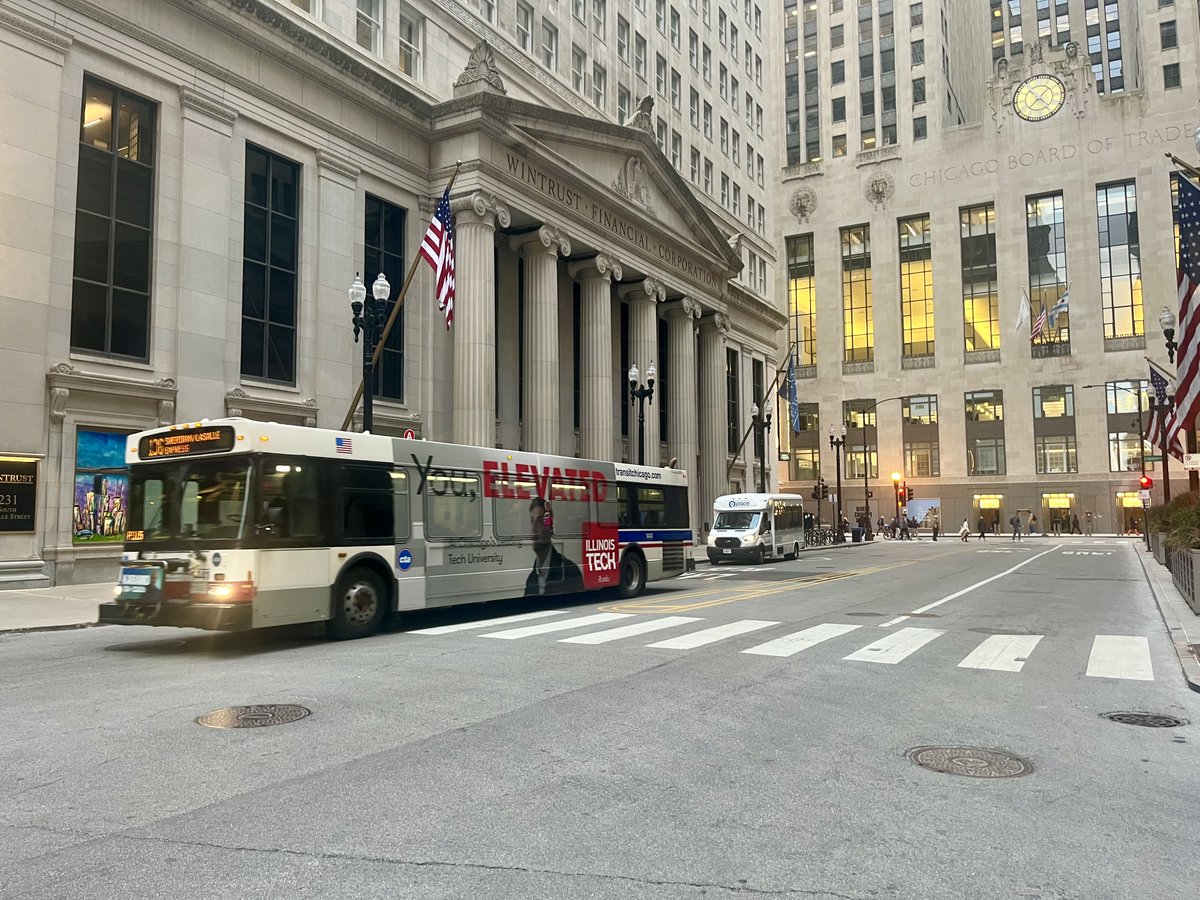Spotted our You, Elevated campaign rolling through Chicago's Financial District! 🚌 📸 Snap a pic and tag us for a chance to be featured on our socials! #IllinoisTech #YouElevated #Chicago #CTA #ChicagoBoardofTrade