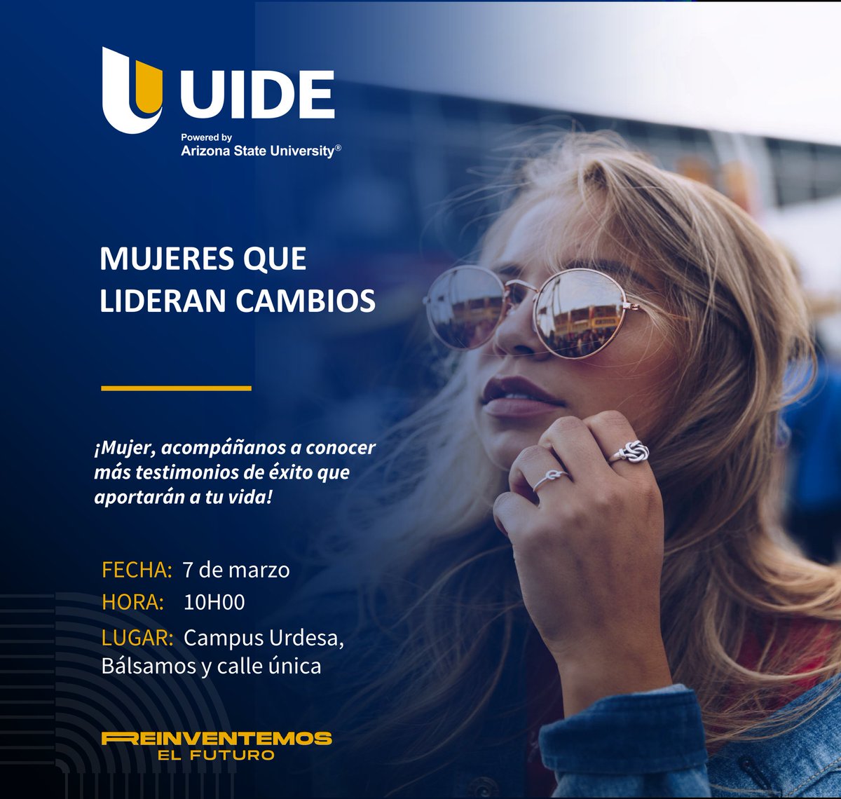 Únete a nosotros en nuestra conferencia 'Mujeres que Lideran Cambio', donde destacadas líderes compartirán sus historias, experiencias y estrategias para impulsar un mundo más igualitario y justo. #UIDEGYE #MujeresQueLideranCambio #EmpoderamientoFemenino