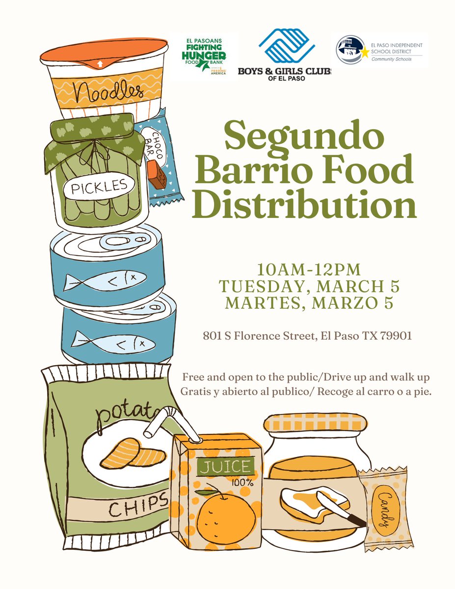 Food distribution tomorrow, Tuesday in Armijo Park at 10am. We need volunteers! Please report at 9:30am.