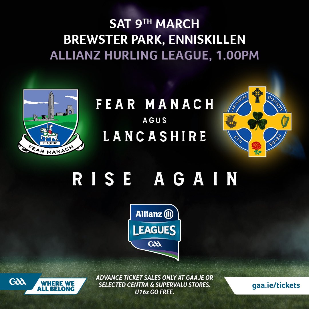 Please note new time for our Allianz hurling league game this Saturday of 1pm