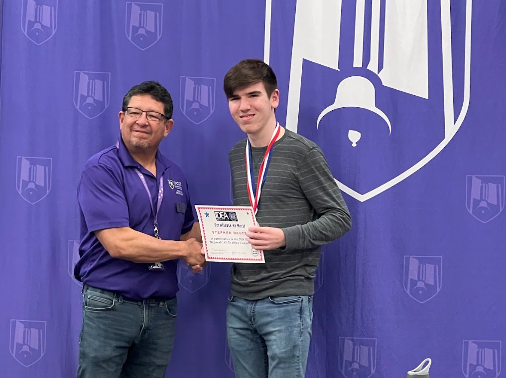 Congratulations to Stephen Reuter who placed 2nd in the 3D Machine CAD competition at the @IllinoisDEA Regional Competition at @JolietJrCollege. We are so proud of all of your hard work and accomplishments. @LockportHS205 #pltw @PLTWorg