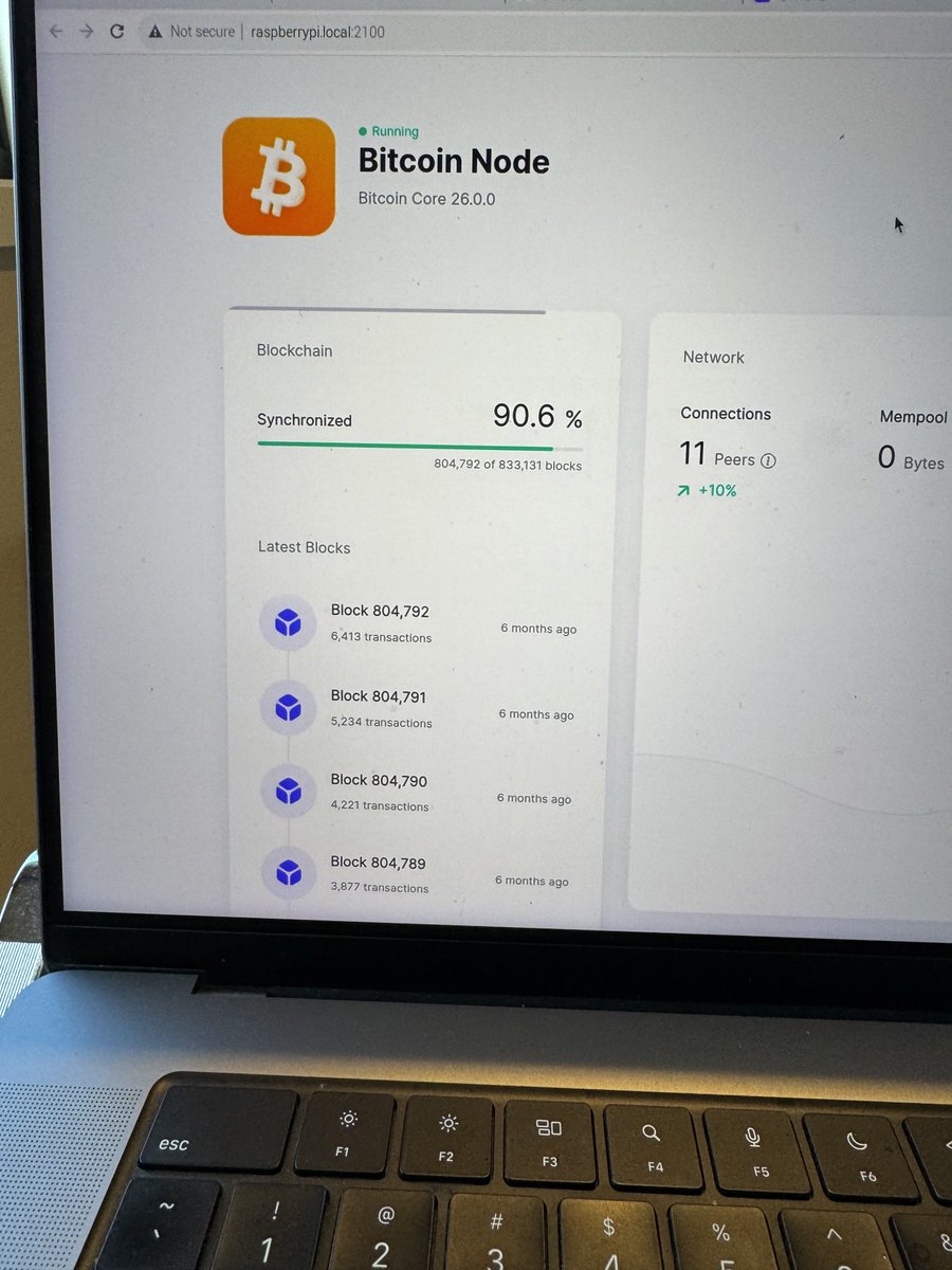 Finally have my bitcoin node setup on my Raspberry Pi 5. Had to use a CLI work around to install ⁦<a href="/umbrel/">Umbrel ☂️</a>⁩ as we still await official support for Pi 5.