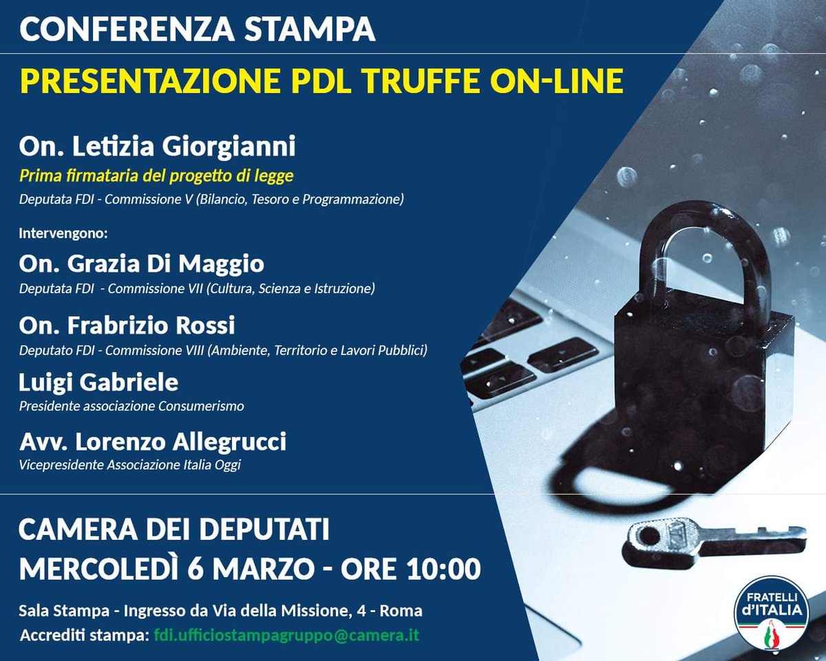 #truffeonline presentazione del PdL il prossimo 6 marzo, ore 10:00, presso Sala Stampa della <a href="/Montecitorio/">Camera dei deputati</a> 
<a href="/let_giorgianni/">Letizia Giorgianni</a>