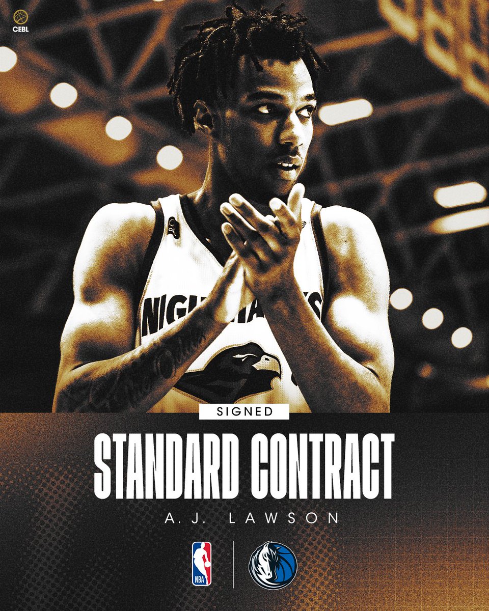 NEWS: @dallasmavs have converted the contract of former CEBL guard, A.J. Lawson, from a two-way to a standard NBA contract. Lawson is one of 14 players to be added to an NBA roster after playing in the CEBL, and the first to ink a standard @NBA contract. #CEBLToTheNBA