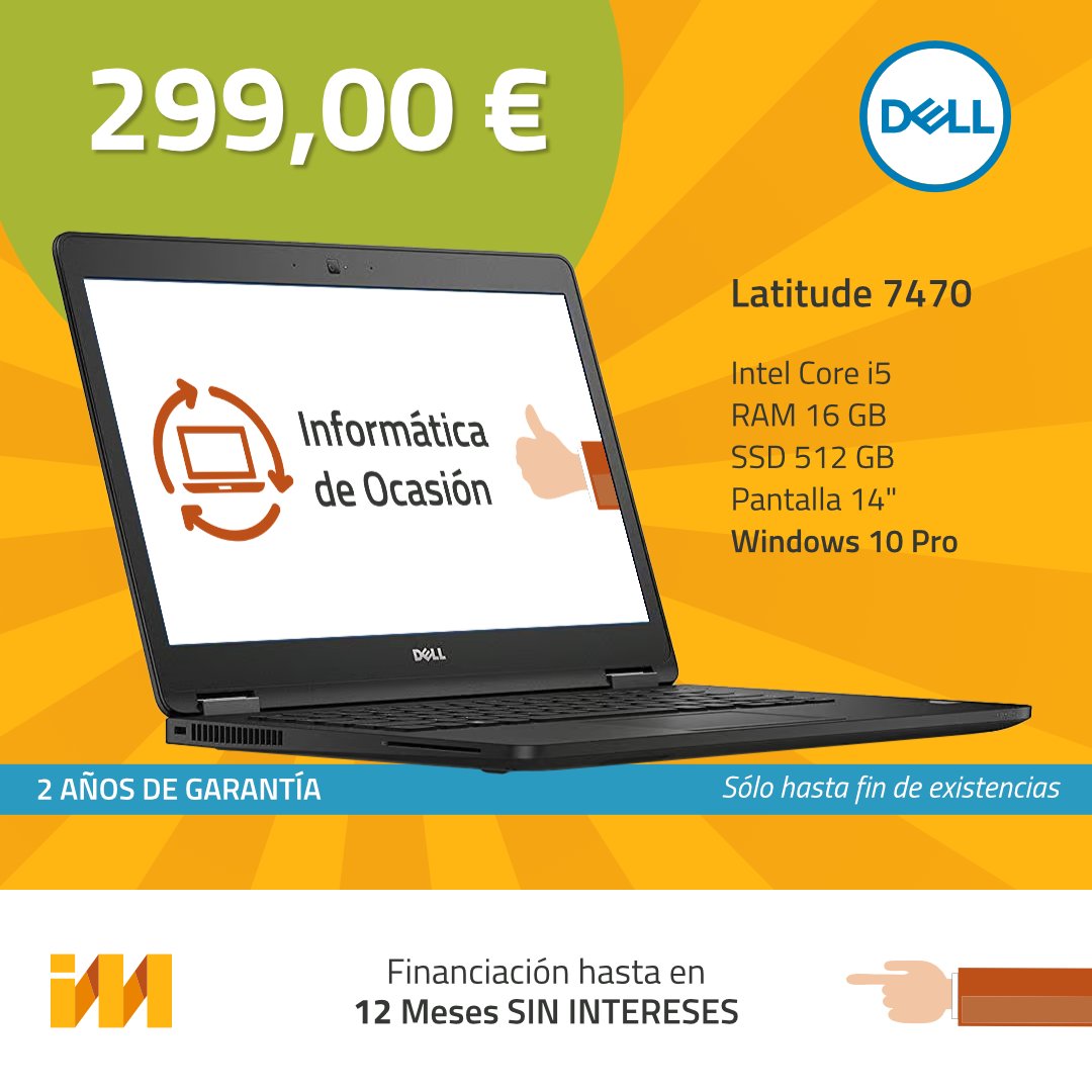 Infomego's tweet image. ¿Te has quedado sin ordenador? 👇🏻👇🏻👇🏻👇🏻👇🏻
.
.
#infomego #ofertas #informatica #segundamano
#ocasion #oportunidad #Dell #Latitude #Windows
#windows10 #garantia #financiacion #findestock