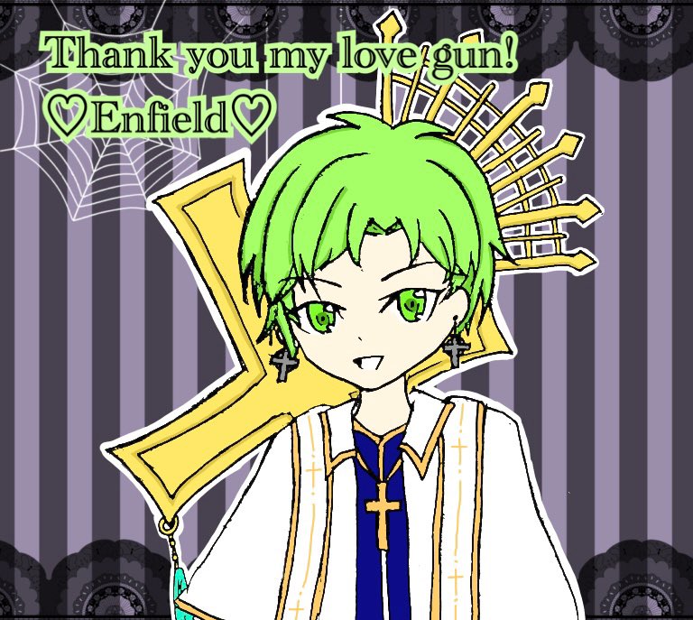 千銃士Rがサ終と聞いて居ても立ってもいられず推しを描きました。Rからの新参者ですが、R個体エンフィールドに出会わせてくれてありがとうございました！🇬🇧編を読んだときの衝撃は一生忘れない。私にとって初イベの神父服がお気に入り！切実にSwitch移植して欲しい…どの媒体でも完結まで追います！✨