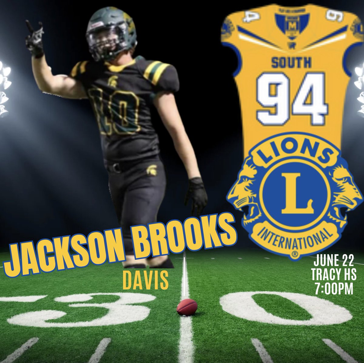 lionsFB4A1's tweet image. Congrats to
@jacksonbrooks37 
of Davis HS for being selected to the South team for the Lions' All-Star game!
@CalHiSports
@BlackHatFootbal