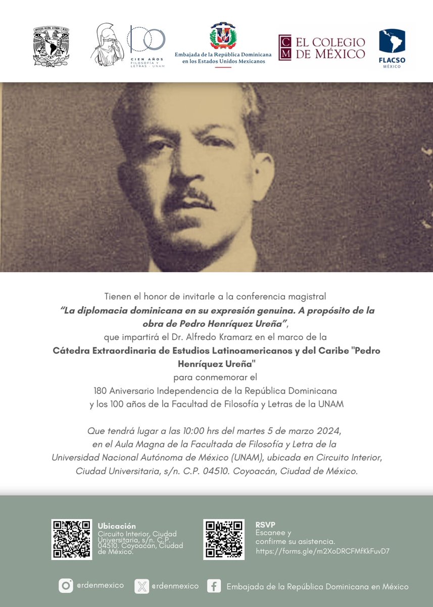 Alfredo Kramarz (@alfredokramarz) on Twitter photo Con la embajadora <a href="/maisacastillob/">Maria Isabel Castillo Báez</a>, <a href="/RDenMexico/">Embajada de la República Dominicana en México</a>, participaré en la Cátedra Extraordinaria de Estudios Latinoamericanos y del Caribe “Pedro Henríquez Ureña”, en el Aula Magna de la <a href="/UNAM_MX/">UNAM</a>
🔹 180 años de Independencia 🇩🇴
🔹 100 años de la Facultad de Filosofía y Letras 🇲🇽 Con la embajadora <a href="/maisacastillob/">Maria Isabel Castillo Báez</a>, <a href="/RDenMexico/">Embajada de la República Dominicana en México</a>, participaré en la Cátedra Extraordinaria de Estudios Latinoamericanos y del Caribe “Pedro Henríquez Ureña”, en el Aula Magna de la <a href="/UNAM_MX/">UNAM</a>
🔹 180 años de Independencia 🇩🇴
🔹 100 años de la Facultad de Filosofía y Letras 🇲🇽