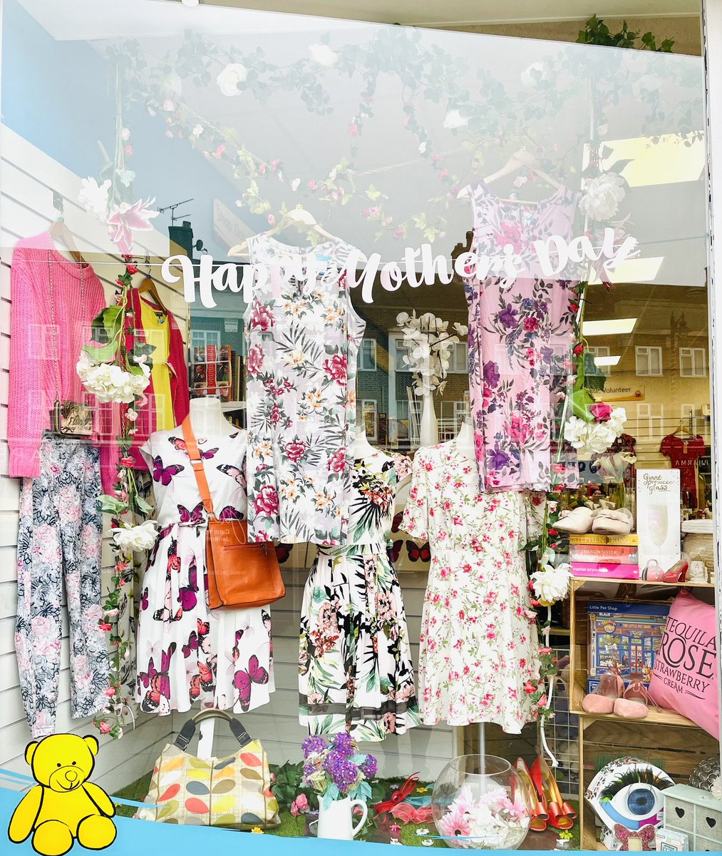 Springtime has arrived in our fabulous #charityshop in Stoneleigh. We’ve gone flower crazy &amp; our customers are loving the cheerful look! Plenty of #prelovedfashion &amp; new for #mothersdaygift. All funds go towards our children with #braininjury #charityretail #Sustainability 🌸🌼🌻