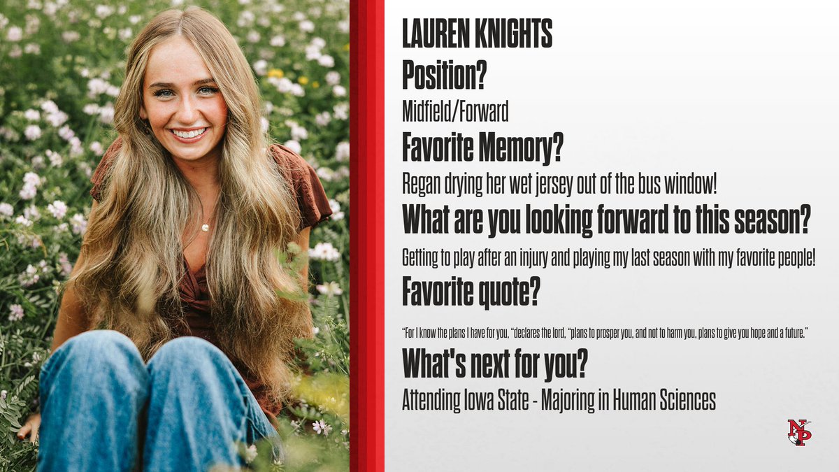 npsoccergirls's tweet image. Day 9 of the countdown brings us… #10 senior…
🌟🌟LAUREN KNIGHTS🌟🌟
#grindseason #NPCometPride #countdowncontinues⌛️
