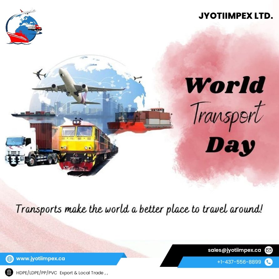 World Transport Day #worldtransportday #jyotiimpexltd #HDPE #india #canada #polypropylene #flimgrade #export #vancouver #granules #pprolls #bluedrum #scrap #plasticwaste #plastic #milkbottle #regrind #flakes #usa #mundra #LDPE #recycling #UBCcans #aluminum