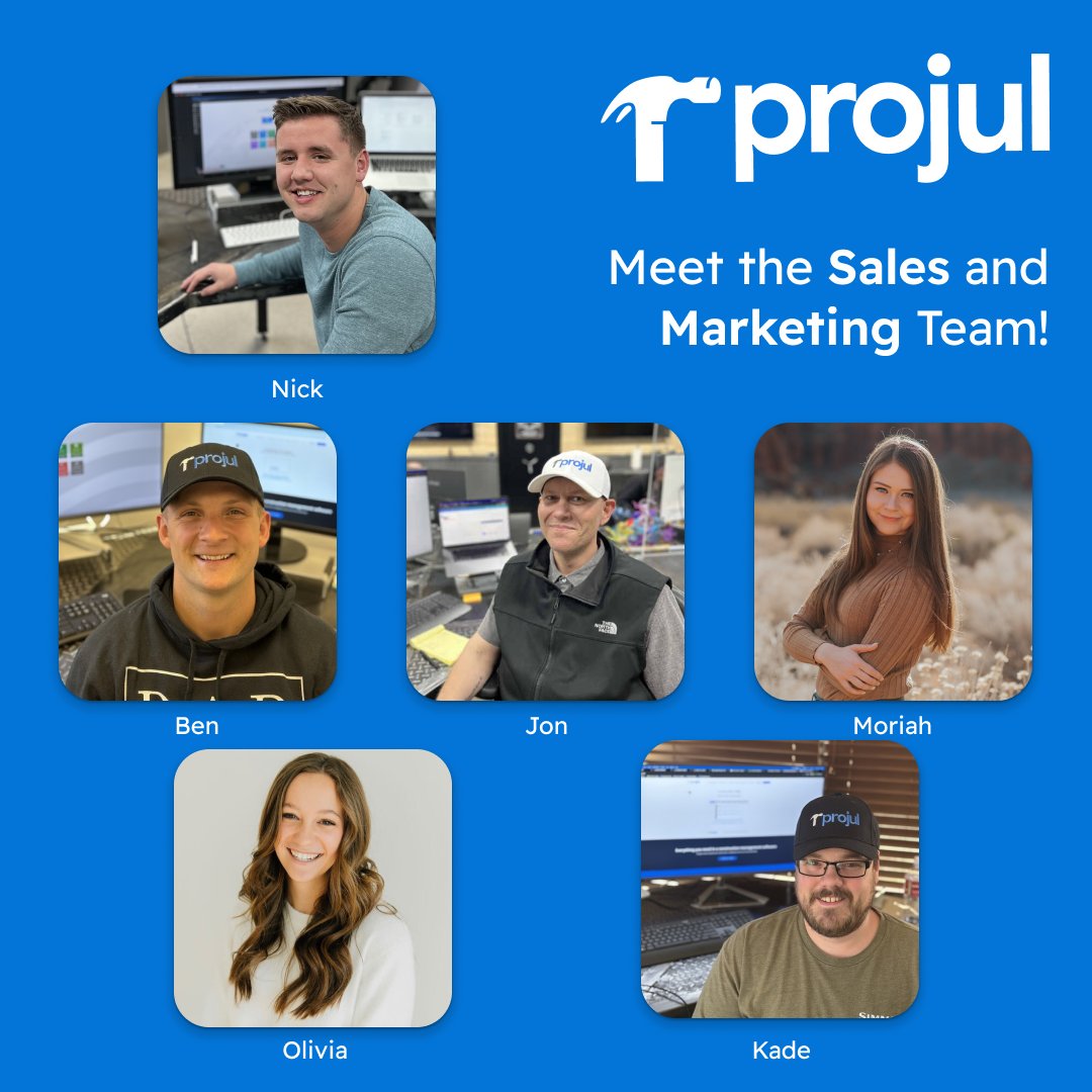 goprojul's tweet image. Meet the Sales and Marketing Team! The Sales team has a wide variety of construction experience from general contracting to window and glass repair!
#constructionmanagementsoftware #estimatingsoftware #projectmanagement #schedulingsoftware
