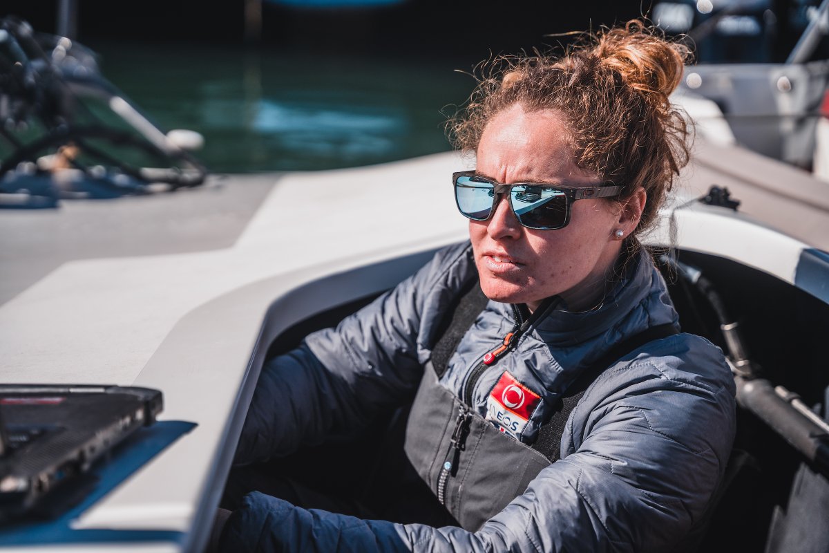 Learning the ropes! 🪢 Great to have @AthenaPathway with the team in Barcelona ahead of the Unicredit Youth and Puig Women’s @americascup later this year 👊 #ChallengeofaLifeTime #AmericasCup