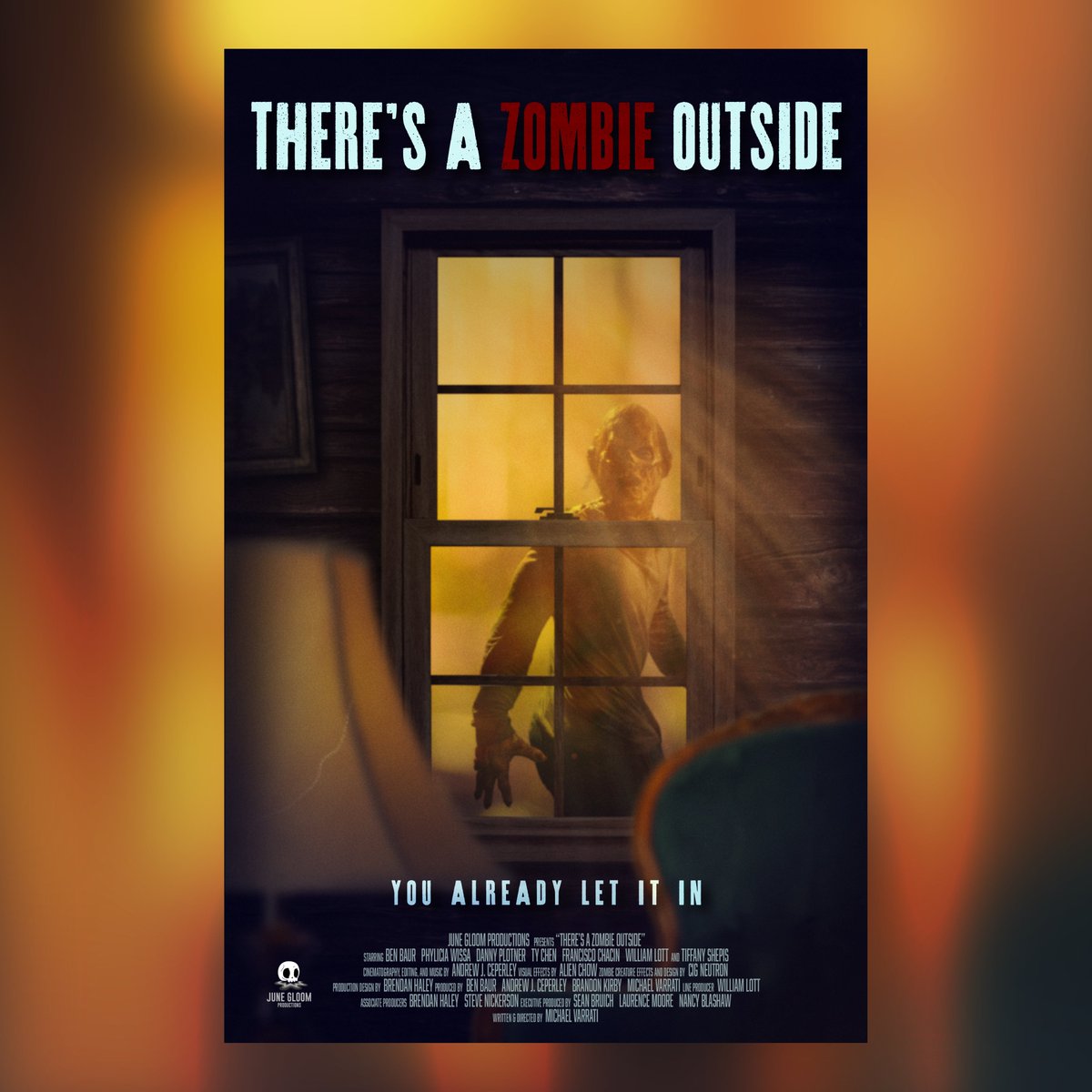 POSTER REVEAL! As we near the debut of THERE’S A ZOMBIE OUTSIDE, the @JuneGloomProd team and I wanted to share this awesome poster created by artist @brendohales! YOU ALREADY LET IT IN.