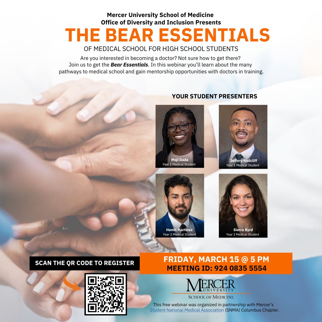 garuralhealth's tweet photo. Are you interested in becoming a doctor? Not sure how to get there? Join @mercersom to get the Bear Essentials. This webinar will explain the many pathways to medical school and gaining mentorship opportunities with doctors in training. https://t.co/g7pegrkvlz