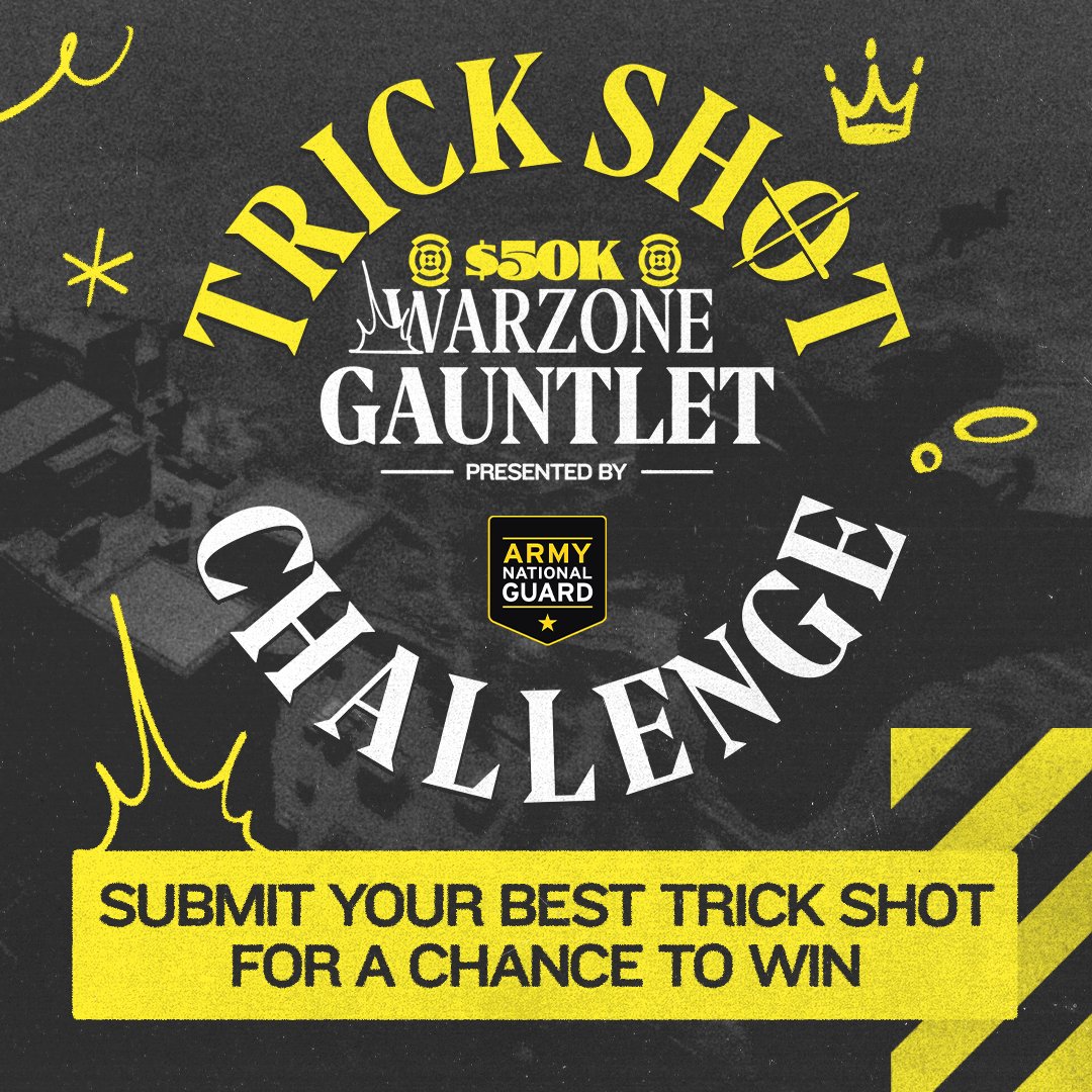 Cloud9 New York (@c9cod_) on Twitter photo Before there was competitive Call of Duty, dominance was asserted with trick shots.
Introducing our <a href="/NationalGuard/">National Guard</a> $5,000 Trick Shot Challenge. The rules are simple
๐ฌย Record a clip of your best trick shot on MWIII.
๐ฅ Submit your clip to our official Trick Shot Challenge Before there was competitive Call of Duty, dominance was asserted with trick shots.
Introducing our <a href="/NationalGuard/">National Guard</a> $5,000 Trick Shot Challenge. The rules are simple
๐ฌย Record a clip of your best trick shot on MWIII.
๐ฅ Submit your clip to our official Trick Shot Challenge