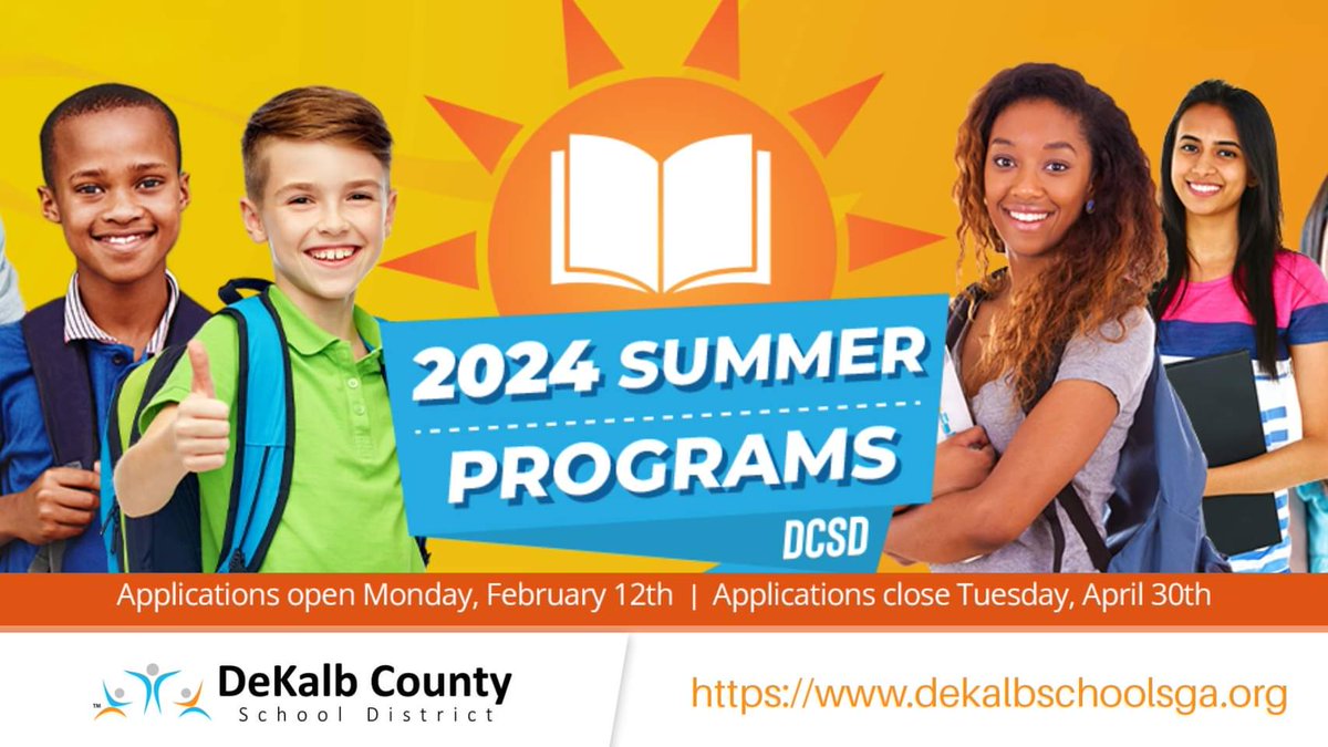 DeKalbSchools's tweet photo. ✨REGISTER TODAY! ✨

#DCSD parents and guardians, registration for the 2024 Summer Learning Program is open! 🌞📚💻

For registration &amp; program information, visit https://t.co/4Fe5IJO8uN

*Registration closes April 30.
#iLoveDCSD💙🧡 https://t.co/WE8yrrH2ik