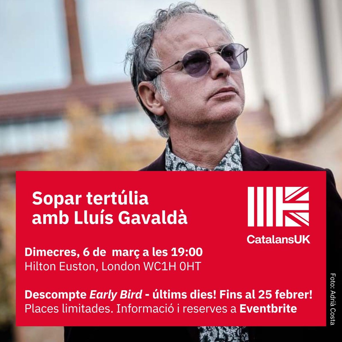 🌟 No deixis escapar l'oportunitat de participar al nostre Sopar Tertúlia amb en Lluís Gavaldà! 🌟
🎉 Últimes places disponibles! Informació i reserva de places a Eventbrite: eventbrite.com/e/sopar-tertul…
Ens veiem allà! #SoparTertúlia #LluísGavaldà #Eventbrite