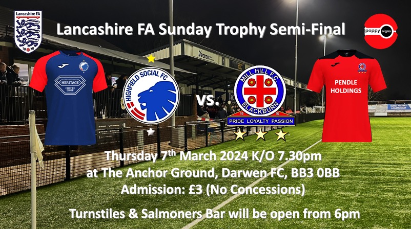 The Blackburn Sunday Football League (@blackburnleague) on Twitter photo A reminder that the Sparta Prague vs. Liverpool Europa League match will be shown live at 5.45pm in The Salmoners Lounge at <a href="/DarwenFC/">Darwen FC</a> on Thursday, prior to the <a href="/LancashireFA/">Lancashire FA</a> Sunday Trophy Semi-Final between <a href="/Highfieldsocia1/">Highfieldsocialfc</a> vs. <a href="/MillHill_FC/">Mill Hill FC</a> which kicks off at 7.30pm. A reminder that the Sparta Prague vs. Liverpool Europa League match will be shown live at 5.45pm in The Salmoners Lounge at <a href="/DarwenFC/">Darwen FC</a> on Thursday, prior to the <a href="/LancashireFA/">Lancashire FA</a> Sunday Trophy Semi-Final between <a href="/Highfieldsocia1/">Highfieldsocialfc</a> vs. <a href="/MillHill_FC/">Mill Hill FC</a> which kicks off at 7.30pm.