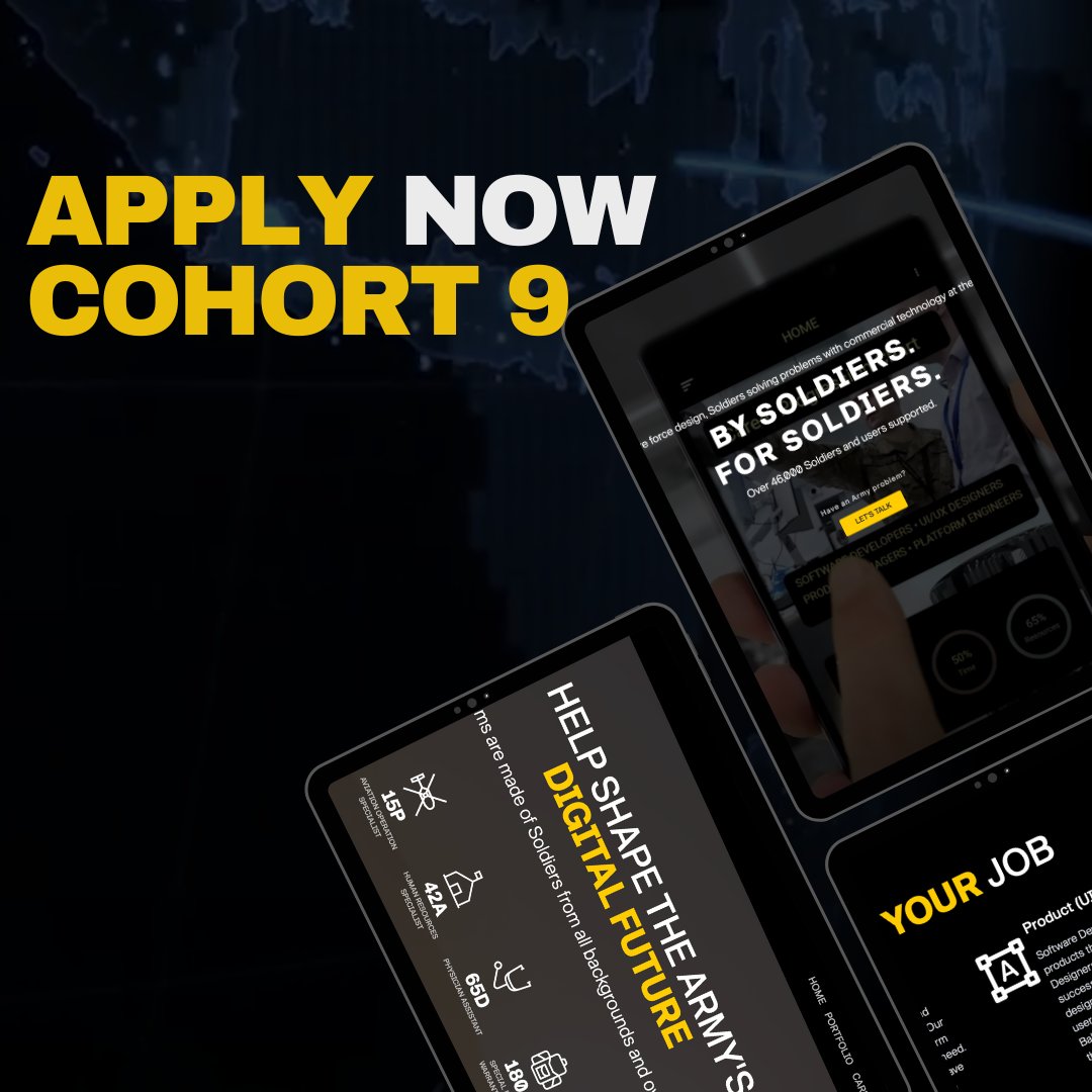 ArmySWF's tweet image. Join the Innovation Frontline! 

Are you a Soldier with a passion for technology?   The #ArmySoftwareFactory Applications are now open year-round, but to be a part of the exciting Cohort!  

#Army #ArmyFuturesCommand 

Apply Now: docs.google.com/forms/d/e/1FAI……