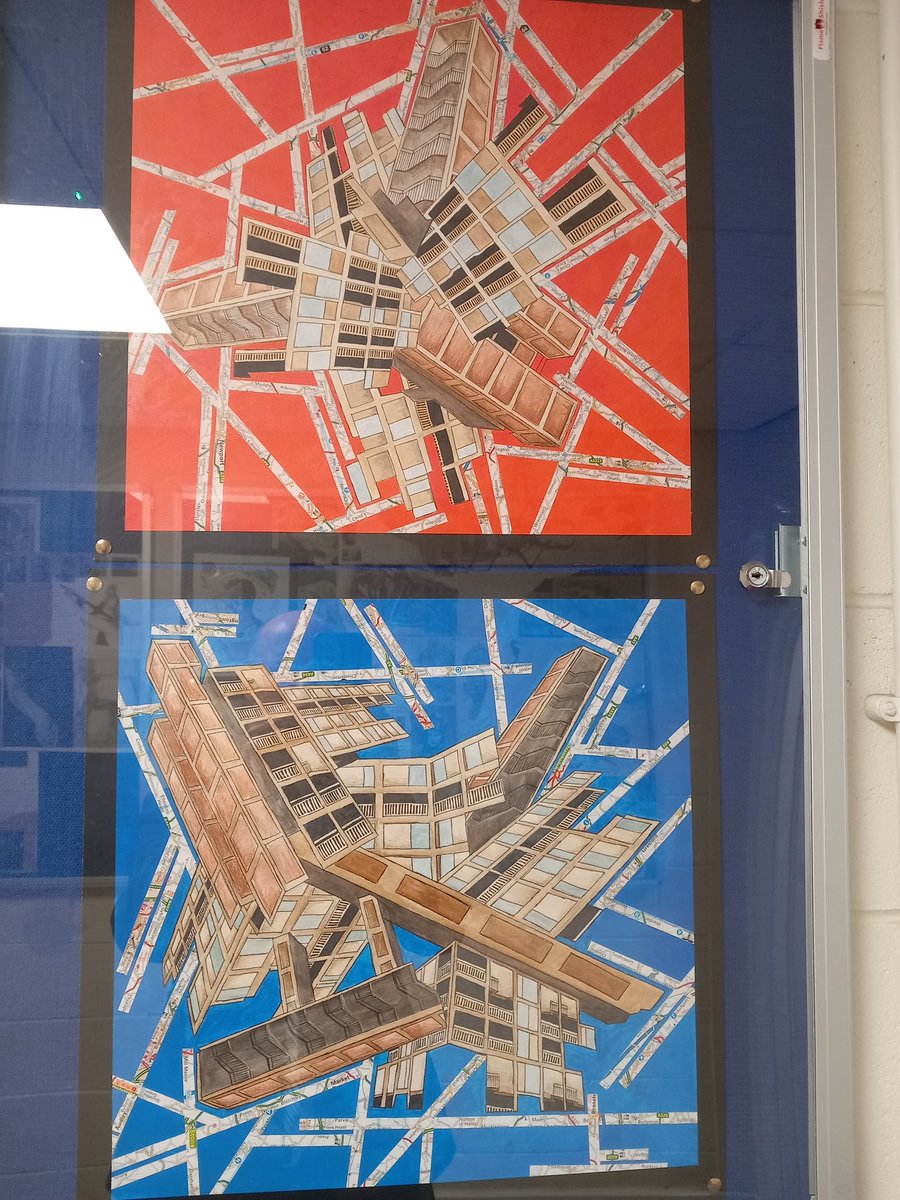 JoClemmet's tweet photo. The beauty of brutalism - love this new display of student art by the photocopier. https://t.co/8ifaTDrSpK