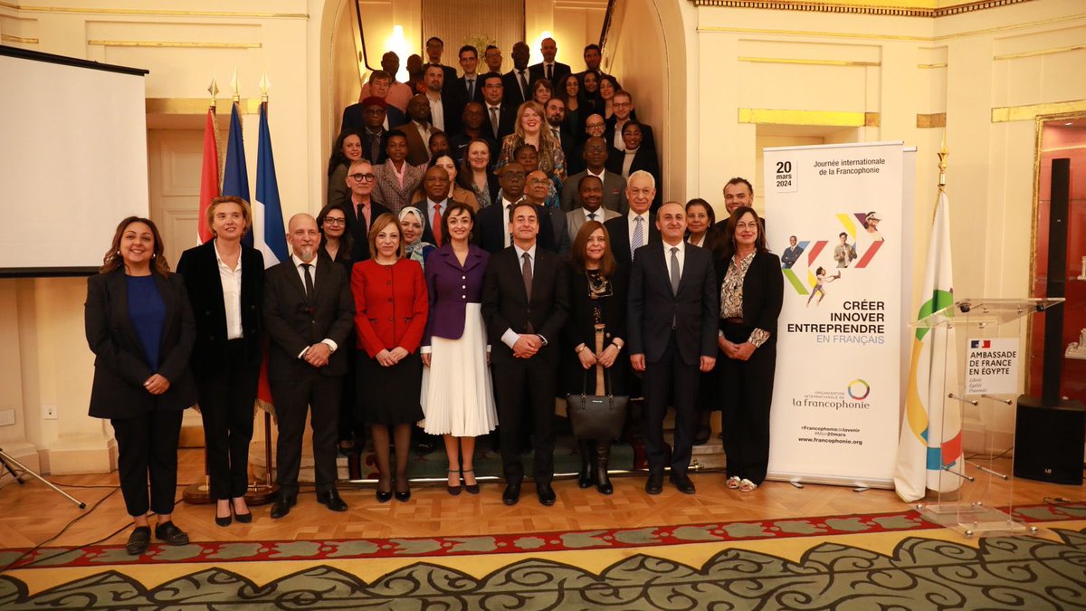 FranceenEgypte's tweet photo. À l’occasion du lancement du mois de la Francophonie 2024, le Groupe des Ambassadeurs francophones et l’@OIFrancophonie se sont rassemblés à l’Ambassade de France en Égypte pour présenter les activités organisées autour de la langue française et des valeurs de la Francophonie. https://t.co/M4XKq3yX9L