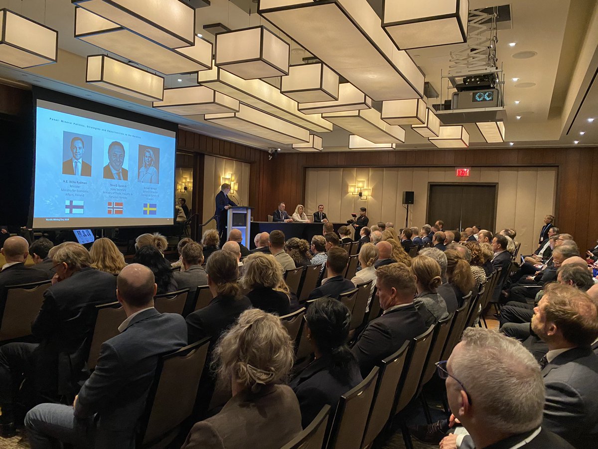 Full house! The traditional Nordic Mining Day in connection with #PDAC2024.
🔸#Mineral Politics, Strategies &amp;  Opportunities in the Nordics
🔸Investing in #CriticalRawMaterial in the Nordic Countries
🔸#Nordic Prospectivity Update