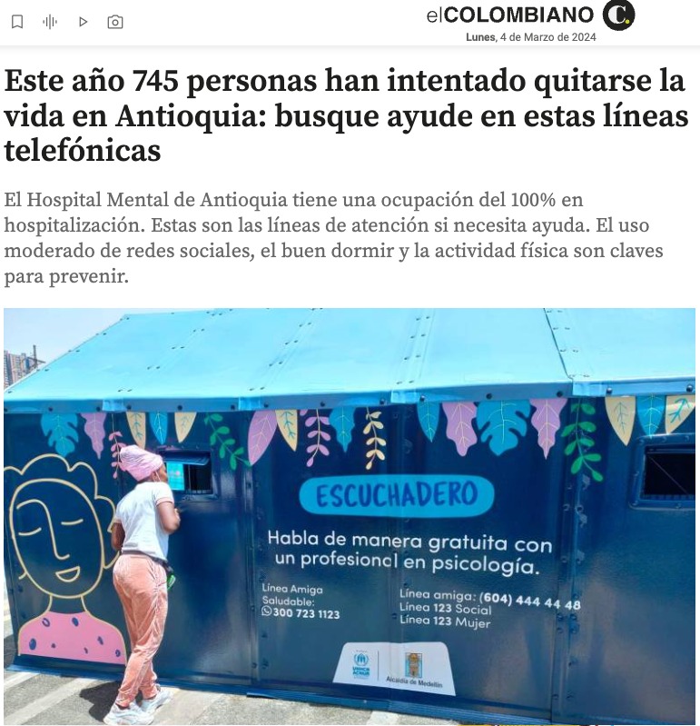 El Dr. Diego Espíndola #AsociadoACP expone que algunas de las causas para que se evidencie una vulnerabilidad respecto a las enfermedades mentales son la importancia que se le da a la productividad, el estigma y el uso excesivo de las redes sociales.

elcolombiano.com/antioquia/cada…