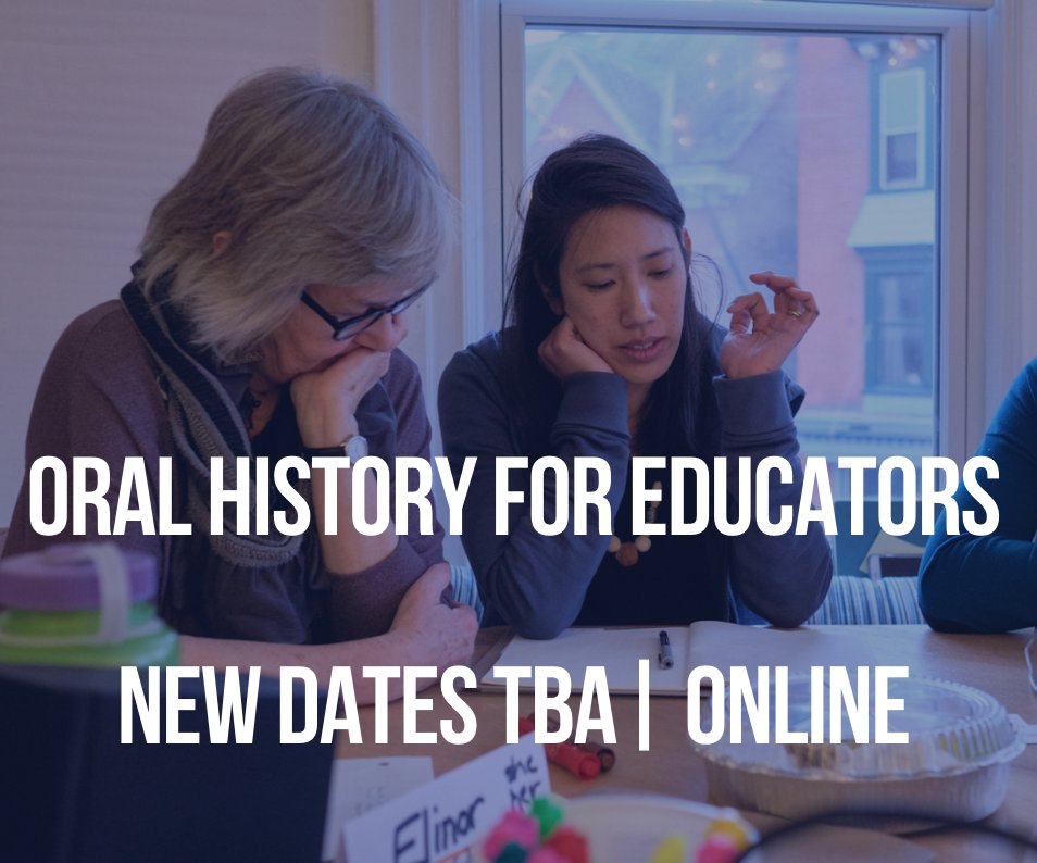 Good news! By request, we are rescheduling our #oralhistory for #educators workshop to accommodate more educators' schedules. Please stay tuned for updated dates, to be announced soon! Learn more here: oralhistorysummerschool.com/all-events/edu…
