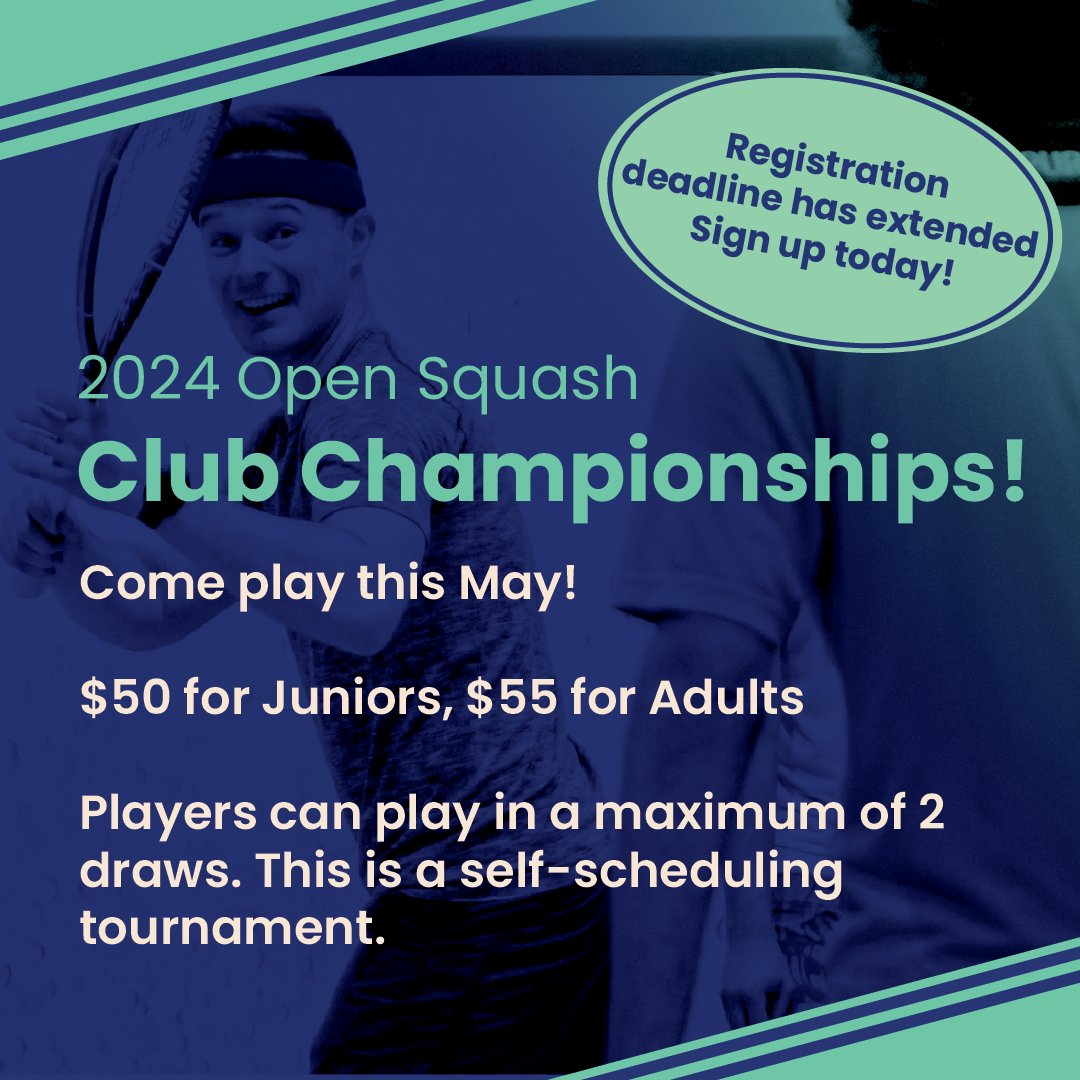 🚨Great news! The registration deadline for the Club Championships has been extended to this Friday, March 8th. Matches are scheduled to start in March and continue through May (Junior, men's and women's draws.) Click the link in our bio and scroll down to sign up today👆🏼