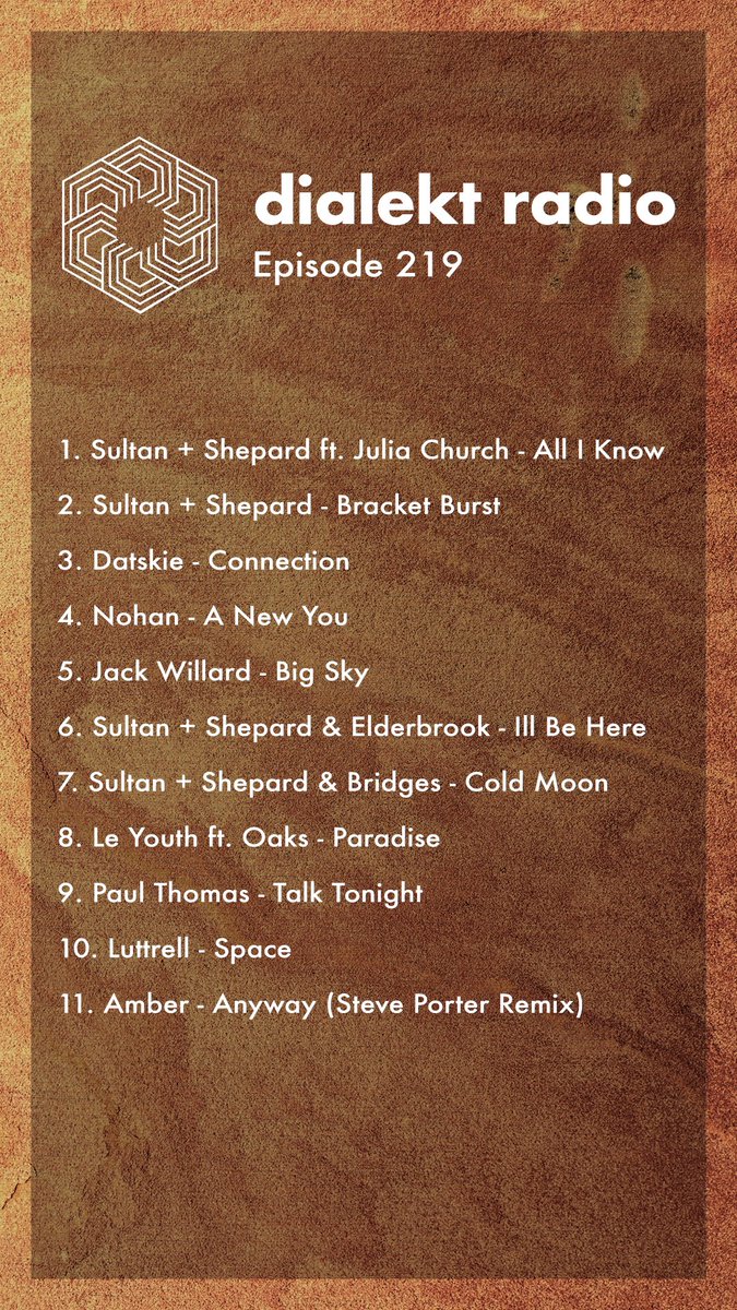 Dialekt Radio #219 is here! Featuring <a href="/LeYouth/">Le Youth</a> <a href="/jackwillard/">Jack Willard</a> <a href="/luttrell_music/">LUTTRELL</a> and more linktr.ee/dialektradio