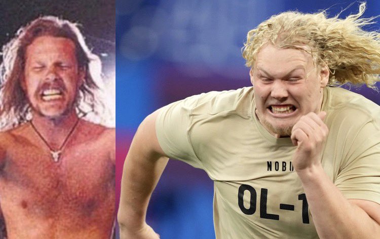 James Hetfield’s long lost son doing well at NFL Combine. LOL.😬